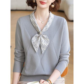 年輕媽媽秋裝新款針織打底小衫中老年女春秋時尚減齡薄款毛衣套裝