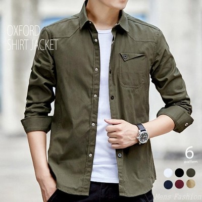シャツ メンズ 長袖 シャツジャケット オックスフォード タイト スタイリッシュ 大きいサイズ 無地 Cs 023 通販 Lineポイント最大get Lineショッピング