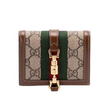 GUCCI 古馳 Jackie 1961 對開 皮夾 卡夾 短夾 米色 烏木色 645536