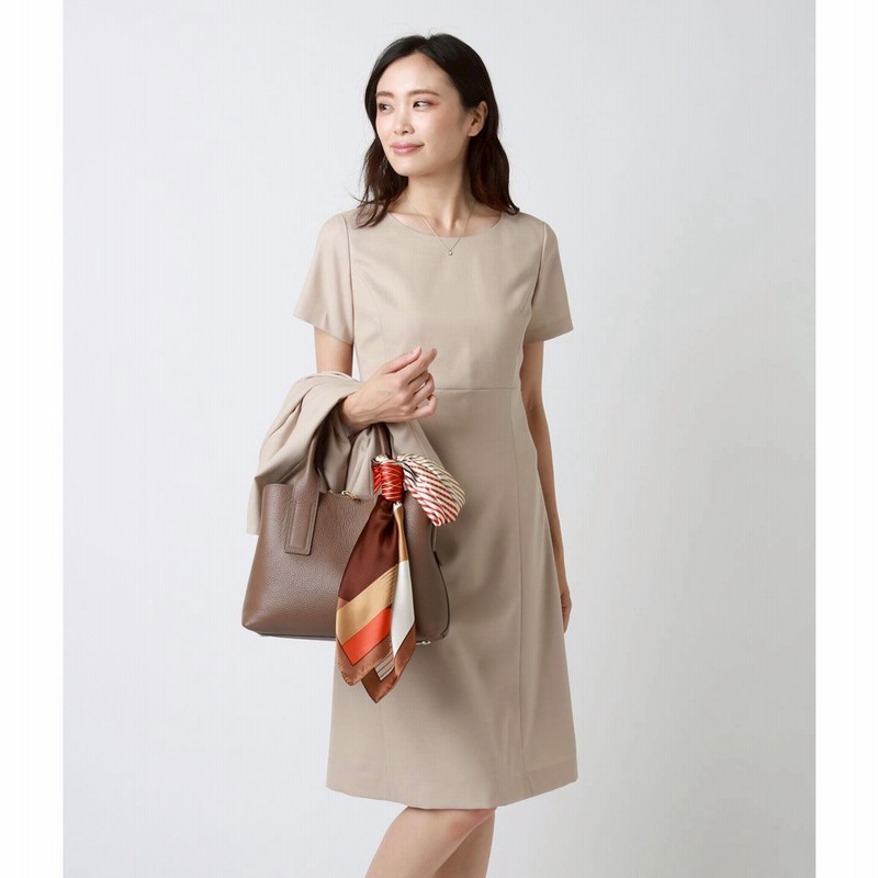 ニューヨーカー Newyorker エレガンススーツ ウールシルクドビー ハイウエスト切り替えワンピース ベージュ 通販 Lineポイント最大1 0 Get Lineショッピング