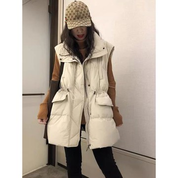 羽絨棉馬甲女款歐貨2024秋冬新款寬松中長款坎肩背心洋氣馬夾外套