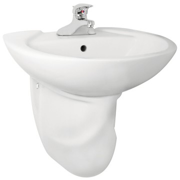 電光簡約系列短柱三孔面盆白色/不附水龍頭/L3114+L3119