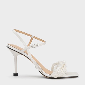 Leda 串珠緞面高跟涼鞋