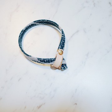 貓 項圈  墨綠色藍+灰點點 可加購吊牌 附鈴鐺