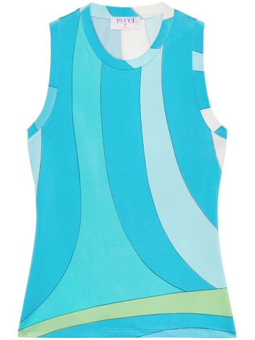 PUCCI - Marmo-print tank top - women - Viscose/Elastane - 38 - Blue