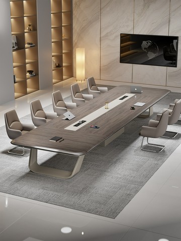 會議桌長桌簡約現代大型長條桌培訓接待桌洽談會議室辦公桌椅組合