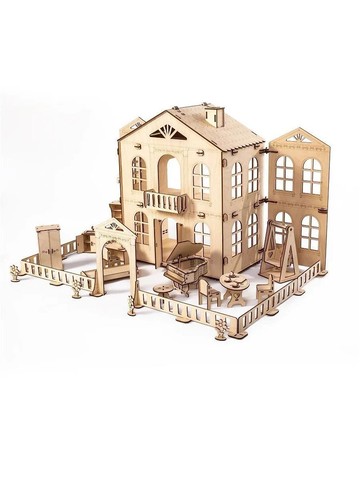 1:24 Victorian Mansion with open door | 1:24半英寸規模的木製娃娃屋