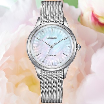 CITIZEN 星辰 L系列 情人節推薦款 非洲菊光動能米蘭帶女錶(EM1150-86D)