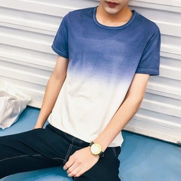 短袖T恤純棉上衣-漸變拼色時尚潮流男裝3色73ms27【獨家進口】【米蘭精品】