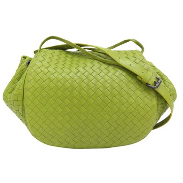 【二手名牌BRAND OFF】BOTTEGA VENETA BV 寶緹嘉 綠色 羊皮編織 肩背包