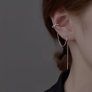 925純銀流蘇耳環女夏新潮一體式耳骨高級感小眾設計耳釘耳飾