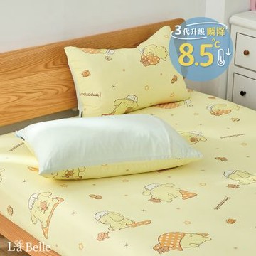 【Great Living格蕾寢飾】(超值組合)義大利La Belle Sanrio-布丁狗唔唔睏zZ ICECOOL眠綿冰加大涼感床包枕套組+舒柔水洗枕
