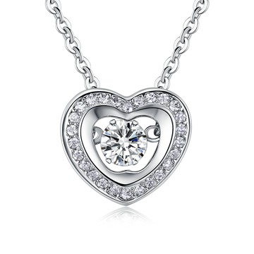 純銀項鍊．跳舞石系列．心戀．愛心．客製刻字