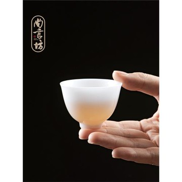 尚言坊嚴選冰凍玉瓷玉品杯白瓷茶杯羊脂玉功夫陶瓷杯子品茗杯手工