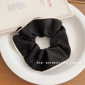 小香風簡約大腸發圈復古氣質黑色頭繩韓國網紅頭飾少女扎頭發發繩