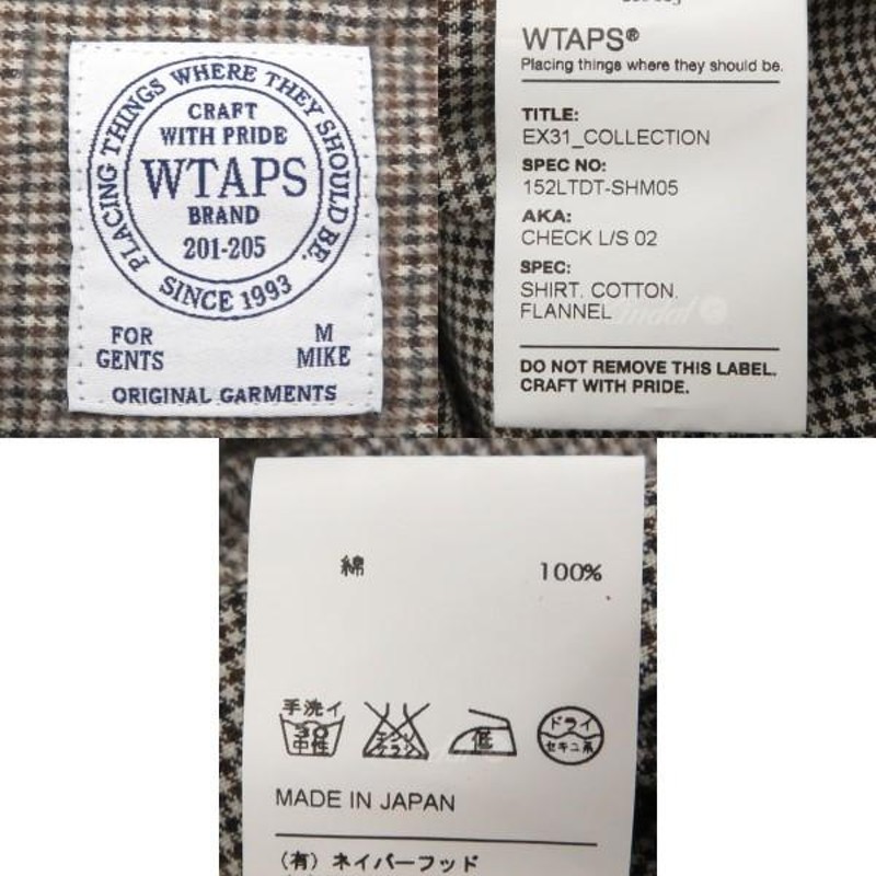 WTAPS チェックシャツ CHECK L／S 02 152LTDT-SHM05 ブラウン サイズ ...