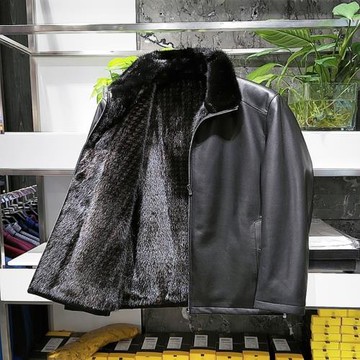 2021年冬裝貂皮毛領皮衣男冬季水貂內膽皮夾克皮毛一體皮草外套男