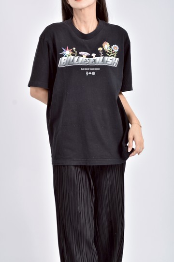 (S) uniqlo棉質純棉印花黑色短袖上衣