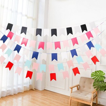 [Hare.D]生日佈置 素色拉旗 氣球拉旗 少女心 生日派對 裝飾彩旗 成人禮周歲慶典布置