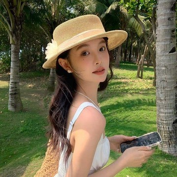 夏季防曬法式草編平頂帽長蕾絲沙灘遮陽帽典雅款式田園風森系 防曬 優雅 遮陽 防曬帽 遮陽帽大帽簷 草帽遮陽帽 法式蕾絲