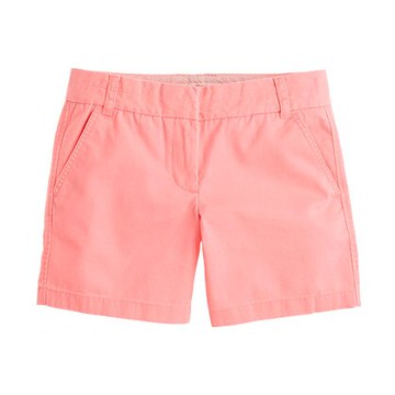 美國百分百【全新真品 】J.Crew 短褲 褲子 JC 休閒 Chino 經典 百慕達 5" 純棉 螢光粉橘 2 4號 F144