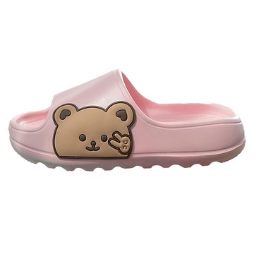 可愛靜音拖鞋 厚底圓頭休閒拖鞋  小熊 粉色  36~37  1雙