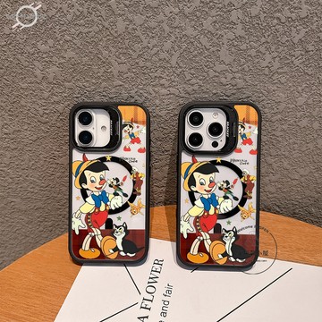 ins風匹諾曹磁吸殼合金鏡頭隱形支架 適用蘋果 iPhone17Pro 16 15 14 13 12 11手機殼送鏡頭貼