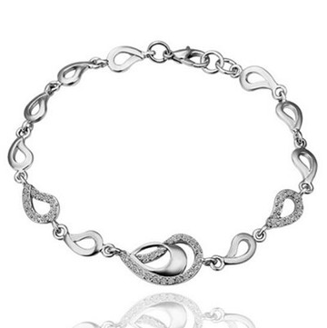純銀手鍊 鍍白金鑲鑽手環-時尚優雅精緻水滴母親節生日情人節禮物女飾品73cd82【獨家進口】【米蘭精品】