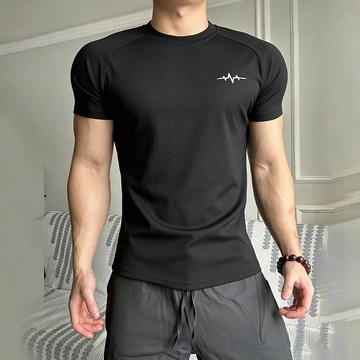 男士美式肌肉緊身速乾透氣冰感訓練運動短袖健身高彈修身半袖T恤排汗 運動上衣 短袖 班服 團隊服 親子裝 客製化T恤