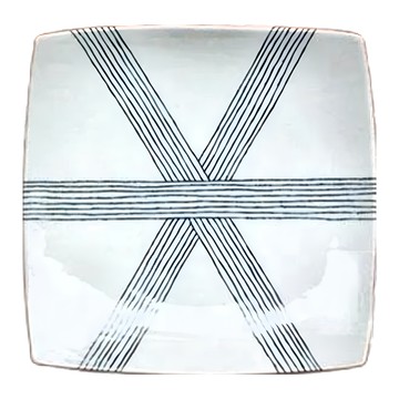 佐和陶瓷 角皿 日本製  18.8 x 2.5cm  綾線紋方型 白色  1個