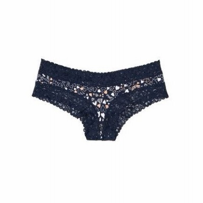 ヴィクトリアシークレット ストレッチ コットン レースウエスト cheeky ショーツ ネイビー マルチ XS