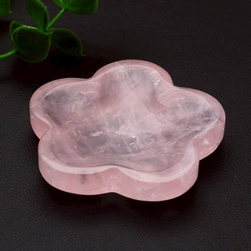 如鴻天然粉晶梅花形水晶消磁碗擺件女士禮物家居裝飾桌面石頭