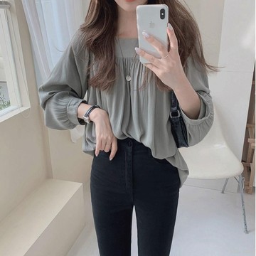 ✨U家女裝✨特大碼150公斤小衆襯衫女長袖初秋季複古港味百搭簡約襯衣休閒上衣