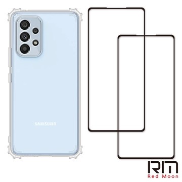 RedMoon 三星 A53 5G 手機殼貼3件組 鏡頭全包式軍規殼-9H玻璃保貼2入