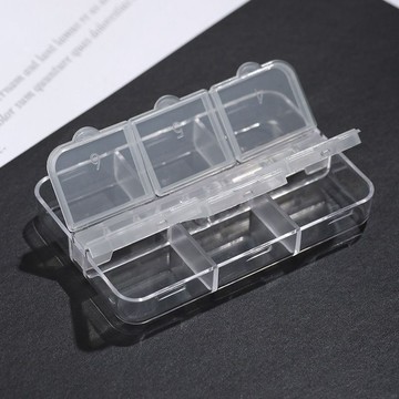 🚚台灣出貨 美甲6格長條飾品盒美甲乾花亮片分裝盒子6格雙排獨開長條透明盒