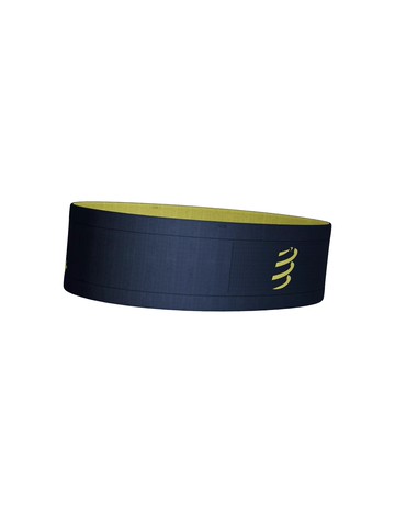 《Compressport 瑞士》窄版自由腰帶 FREE BELT 2.0 (雙面印刷) 深藍芥末黃