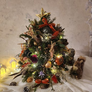 【材料包】聖托里尼聖誕樹-愛馬仕橘綠款 永生雪松 聖誕交換禮物