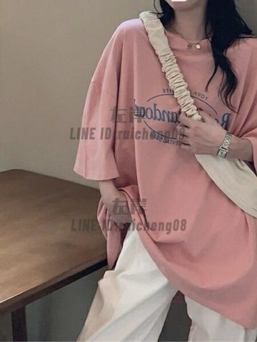 短袖粉色t恤女 夏季韓版寬鬆打底設計感小眾上衣IG潮【雲木雜貨】