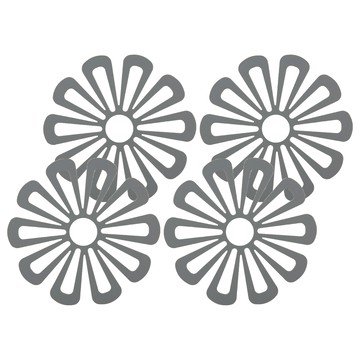 WE CHAMP 花朵造型加厚隔熱墊 灰色 TPR材質 15.8x15.8cm  4個