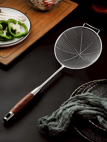 家用304不銹鋼大漏網勺廚房油炸漏勺過濾網撈勺神器笊籬