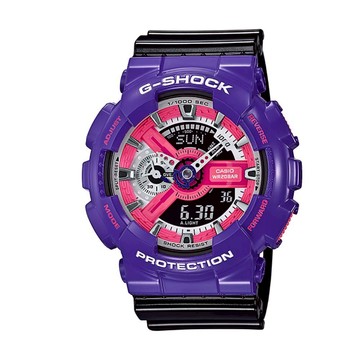 CASIO G-SHOCK 活潑撞色,黑x桃紅紫,運動潮流錶 GA-110NC-6A