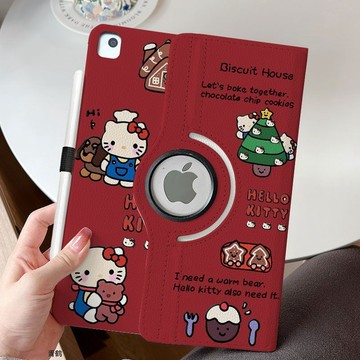 360°旋轉聖誕小貓 ipad防摔10代保护壳pro2026卡通9/11代皮套air6/7新款mini