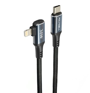 POLYWELL 寶利威爾 Type-C To L蘋果快充編織線 夜曜石系列 PD30W PW15-W45-A427  黑色  1個  100cm