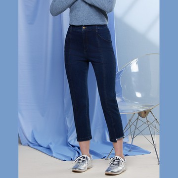 彈性膠原蛋白修身九分牛仔褲