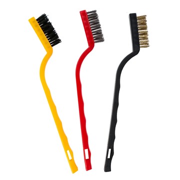 瓦斯爐清潔刷3件組 鐵絲刷毛+尼龍刷毛+銅絲刷毛 成分: 不鏽鋼 塑膠  4組