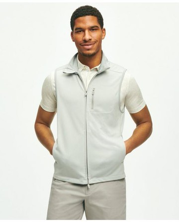 Brooks Brothers Men's Performance Series Full-Zip Pique Vest | Light Grey Heather | Size 2XL