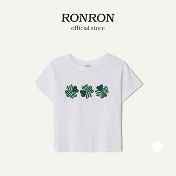 [RONRON] 3 Clover Crop T Shirt / 白色 韓國官方直送