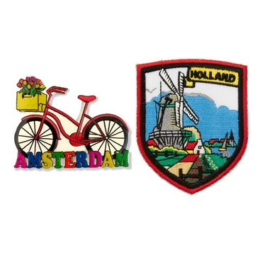 造型布貼＋磁鐵【2件組】 荷蘭單車辦公磁鐵＋荷蘭風車背包貼 特色3D磁鐵 創意地標磁鐵 立體冰箱貼 旅遊伴手禮_廠商直送