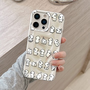 滿屏動作小狗 蘋果手機殼 iPhone11 12 13 14 15 16 17 立體隕石紋 升級大孔耐磨防摔軟殼