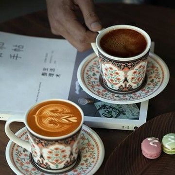 陶瓷咖啡杯碟套組土耳其拉花杯精致下午茶杯法式復古高顏值馬克杯